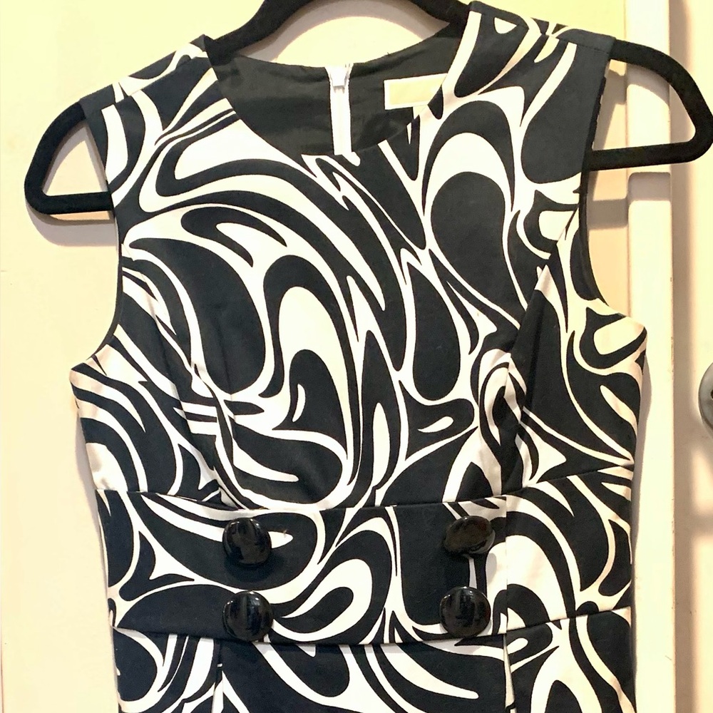 Michael Kors Monochrome Swirl Strapless Dress